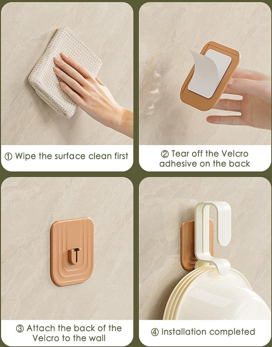 Towel Hook - 4 Pieces - Coat Hook - Hanging Hooks - Small Towel Hooks - Washbasin Hook - Towel Hooks - Hook - Wall Hanging Hook - Waterproof Hooks for Kitchen and Bathroom - Self-Adhesive - Multifunctional Hook - For Windows, Glass, Bathroom, Kitchen - Image 5