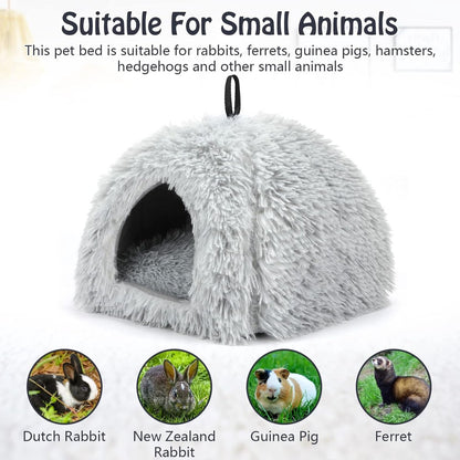 Cat Basket - Rabbit House - Cat House - Plush - Warmth - 40x40x37 CM - Rodent - Cat Bed - Kitten Basket - Animal House - Cat Cushion - Cat Den - Cat Houses - Cat Cave - Grey - Comfortable & Soft - For Rabbits, Cat, Guinea Pigs, Hamsters, Puppies - Image 5