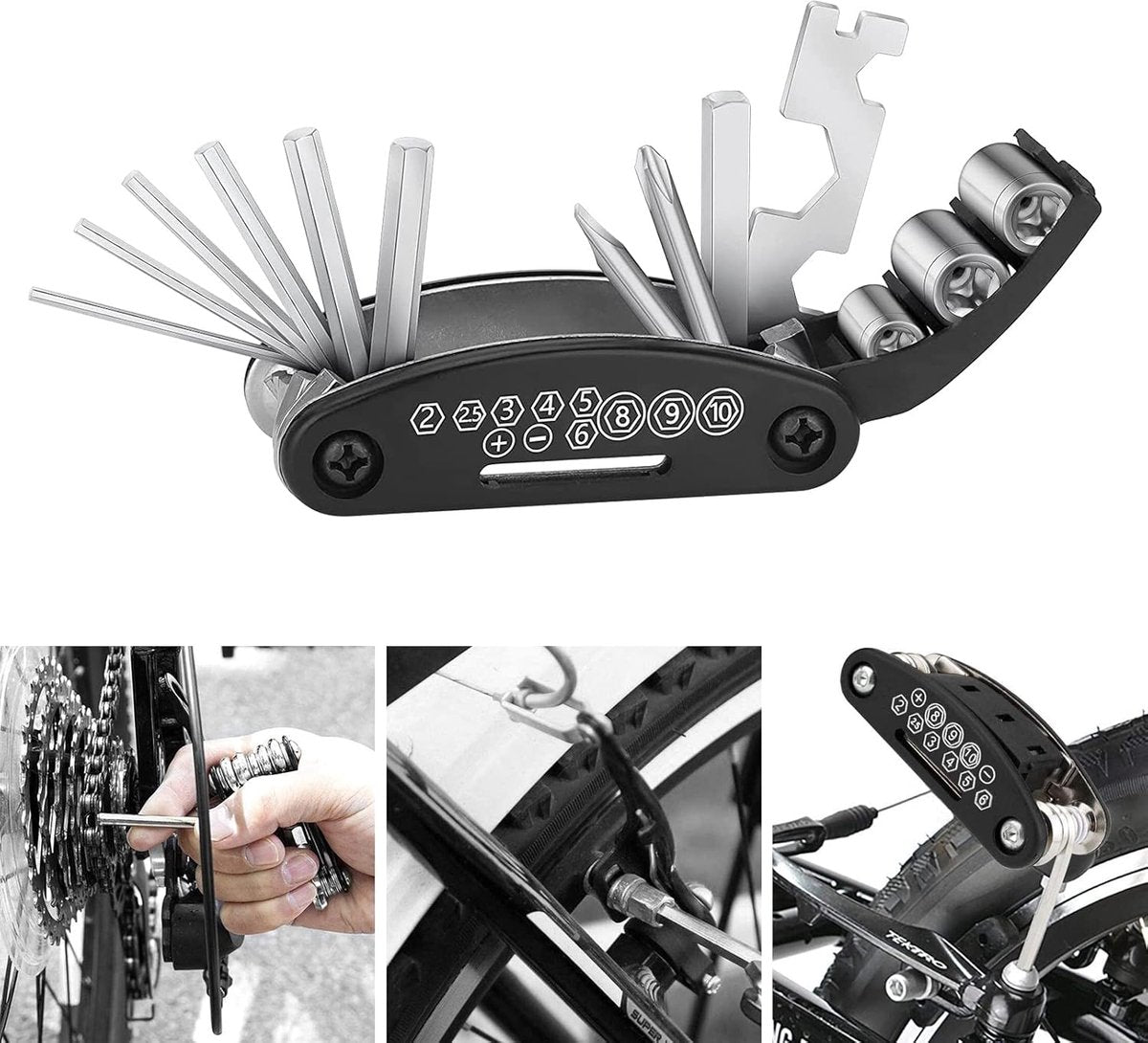 16-in-1 Bicycle Tool - Professional Bicycle Tool Set - Portable Foldable - Multifunctional Cycling Repair Kit - Bicycle Equipment Tools - Ideal for Bicycles / Mountain Bikes / Everyday Cyclist / Cycling Enthusiast - Image 2