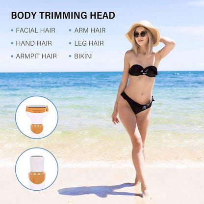 Women's Epilator - Epilator for Easy Hair Removal - 4 Attachments - Women's Epilator - Bikini Trimmer - Facial Epilator - Wet & Dry - Epilators - Facial Cleanser - Hair Removal Device - USB Rechargeable - Gold - Face/Underarms/Legs/Genuine - Image 4