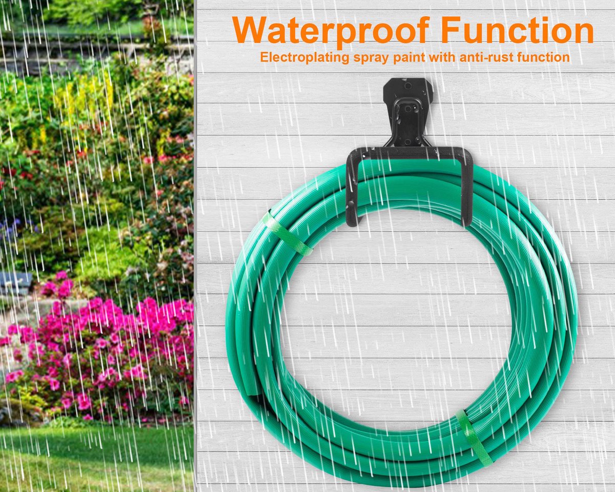 Garden Hose Holder - Metal Garden Hose Holder - Garden Hose Storage - Holder for Garden Hoses - Heavy Duty Wall Mount Watering Pipe Tube Storage Hanger - Wall-Mounted Water Hose Holder for Outdoor Garden - Black - 1 Piece - Image 2