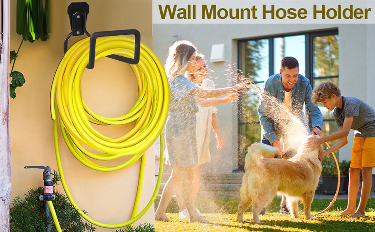 Garden Hose Holder - Metal Garden Hose Holder - Garden Hose Storage - Holder for Garden Hoses - Heavy Duty Wall Mount Watering Pipe Tube Storage Hanger - Wall-Mounted Water Hose Holder for Outdoor Garden - Black - 1 Piece - Image 4