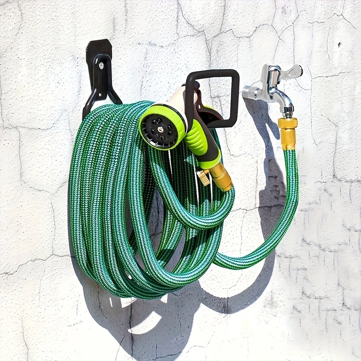 Garden Hose Holder - Metal Garden Hose Holder - Garden Hose Storage - Holder for Garden Hoses - Heavy Duty Wall Mount Watering Pipe Tube Storage Hanger - Wall-Mounted Water Hose Holder for Outdoor Garden - Black - 1 Piece - Image 5