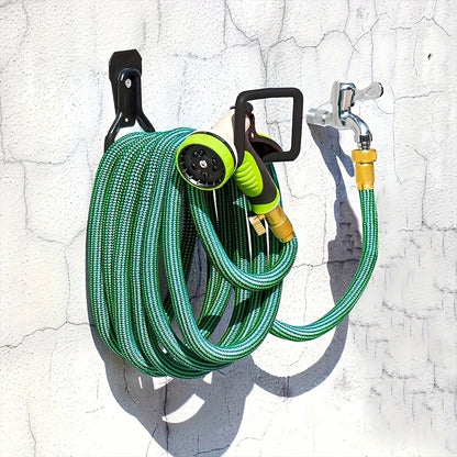 Garden Hose Holder - Metal Garden Hose Holder - Garden Hose Storage - Holder for Garden Hoses - Heavy Duty Wall Mount Watering Pipe Tube Storage Hanger - Wall-Mounted Water Hose Holder for Outdoor Garden - Black - 1 Piece - Image 5