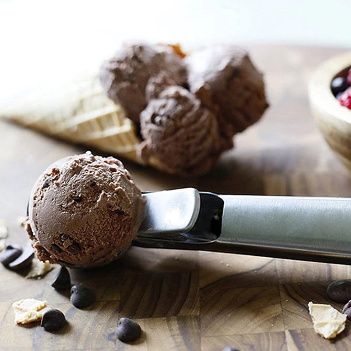 Ice Cream Scoop - 2 Pieces - Ice Cream Spoon - Ice Cream Scooping Spoon - Small Ice Cream Scoop - Ice Cream Ball Tongs - Portioning Spoon - Ice Cream Ball Tongs - Fruit Scoop - Eject Valve - Includes Releaser - Kitchen Utensils - Ergonomic - For Ice - Sta - Image 2