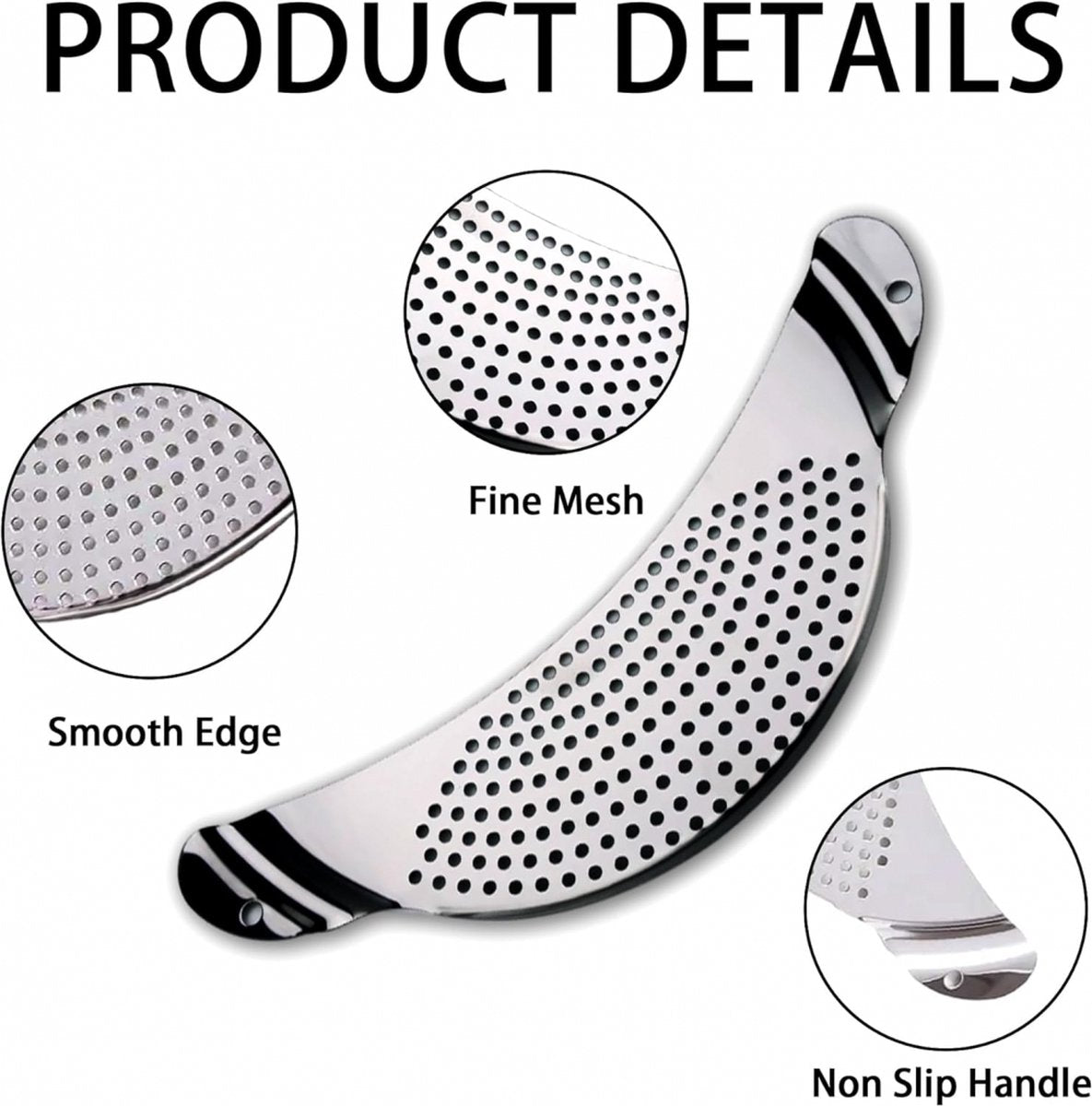 Stainless Steel Draining Aid - Draining Lid with Handles - Colander - 33.5 Cm - BPA-Free - Solid Compact Kitchen Draining Lid - Colander - Kitchen Sieve - Dishwasher Safe - Easy Draining - Storage Hook - For All Sizes of Pans - Image 3