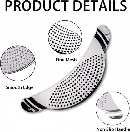Stainless Steel Draining Aid - Draining Lid with Handles - Colander - 33.5 Cm - BPA-Free - Solid Compact Kitchen Draining Lid - Colander - Kitchen Sieve - Dishwasher Safe - Easy Draining - Storage Hook - For All Sizes of Pans - Image 3