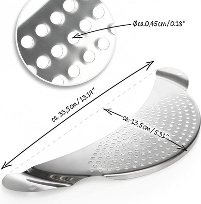 Stainless Steel Draining Aid - Draining Lid with Handles - Colander - 33.5 Cm - BPA-Free - Solid Compact Kitchen Draining Lid - Colander - Kitchen Sieve - Dishwasher Safe - Easy Draining - Storage Hook - For All Sizes of Pans - Image 5