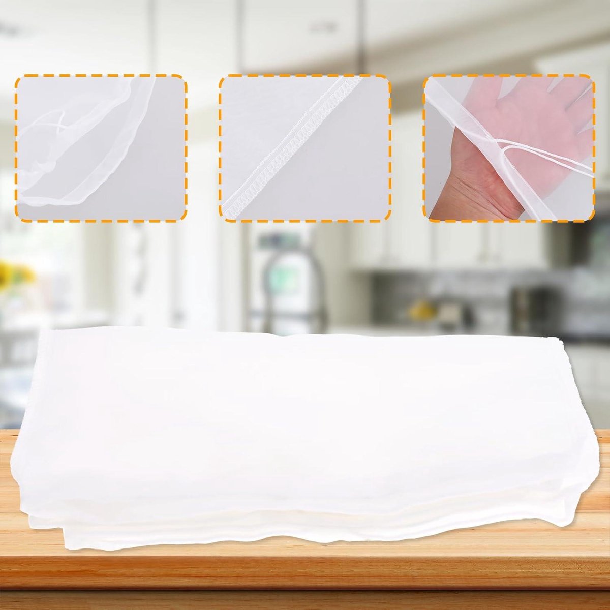 6 Pieces Nut Milk Bag for Straining 12"x10" Reusable Nylon Cheesecloth for Juice Coffee Yogurt Tea Milk Almond Soy Fine Mesh Filter Cheesecloth Bags - Image 2