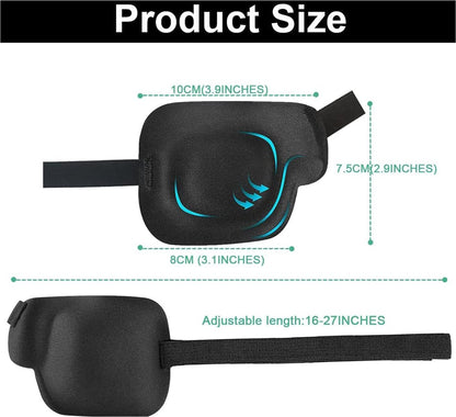 3D Eye Patches for Adults - 4 Pieces - Adjustable Eye Patches for Right Eye - Eye Mask - Luxury 3D Eye Mask - Eye Patch for Lazy Eye - Sleep Mask - Soft Eye Patch for Post-Surgery - Comfortable Eye Mask for Daily Use - Black - Right - Image 2