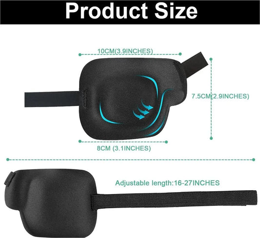 3D Eye Patches for Adults - 4 Pieces - Adjustable Eye Patches for Right Eye - Eye Mask - Luxury 3D Eye Mask - Eye Patch for Lazy Eye - Sleep Mask - Soft Eye Patch for Post-Surgery - Comfortable Eye Mask for Daily Use - Black - Right - Image 2