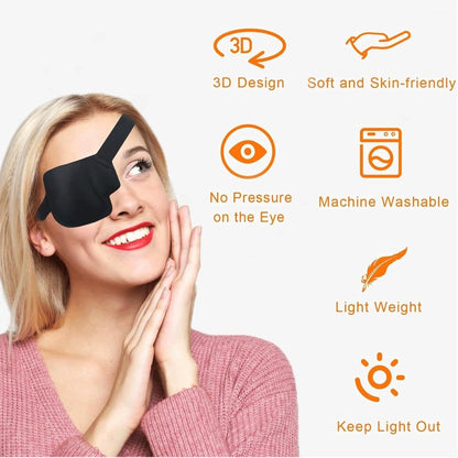 3D Eye Patches for Adults - 4 Pieces - Adjustable Eye Patches for Right Eye - Eye Mask - Luxury 3D Eye Mask - Eye Patch for Lazy Eye - Sleep Mask - Soft Eye Patch for Post-Surgery - Comfortable Eye Mask for Daily Use - Black - Right - Image 3