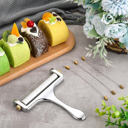 Cheese Slicer - Cheese Slicer for Young Cheese - Stainless Steel - Dishwasher Safe - Includes 1 Extra Cutting Wire - Adjustable Thickness - For Hard Cheese - Gift Ideas - Kitchen Accessories - High Quality! ! - Image 4