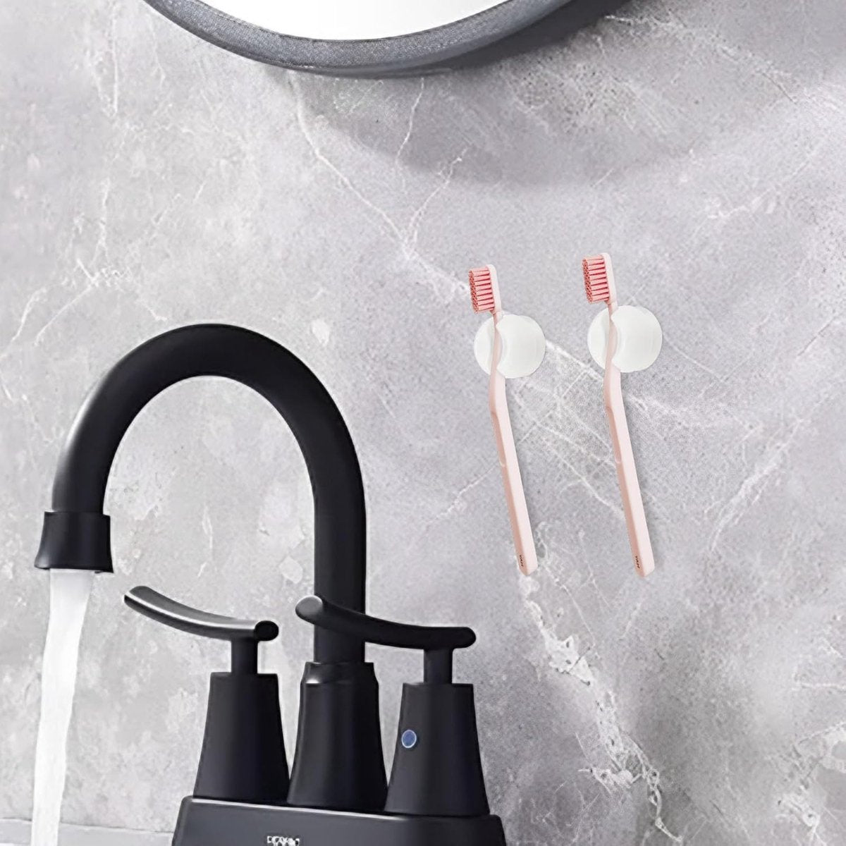 Toothbrush Holder - 10 Pieces - Holder - Bathroom - With Suction Cup - Washbasin - Shelf - Storage - Holder - Hygienic - Bathroom Gadgets - Bathroom Accessory - Wall Mounting - No Drilling Required - Plastic - Toothbrush - White - Image 3