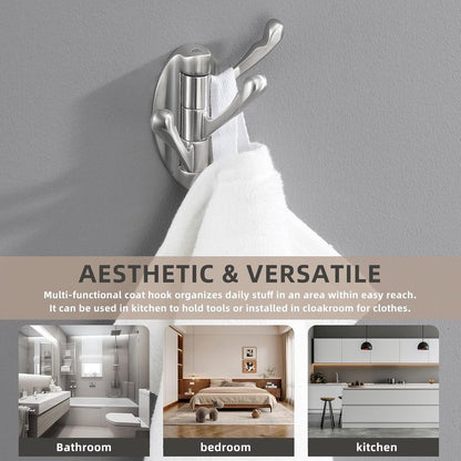 Wall Hook - Swivel Hooks - Foldable Towel Hook - Triple Hook - Hooks - Hanging Hooks - Wall Hook - Coat Hook - Towel Hanger - Towel Hooks - Coat Rack Hook - Coat Rack Hooks - Hat Hook - Metal - For Bathroom, Kitchen - Brushed Silver - Image 3