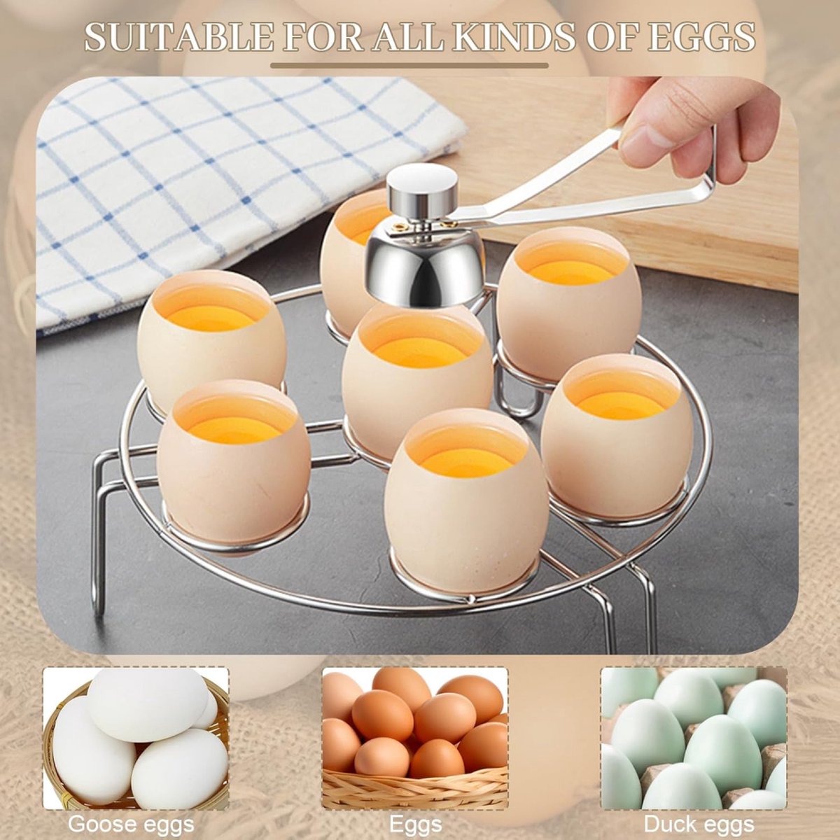 Eggshell Cutter - Stainless Steel - Eggshell Opener - Egg Beheader - Egg Topper - Egg Slicers - Egg Topper - Eggshell Splitters - Egg Pricker - Eggshell Cracker - No Dirty Hands - Opening Raw Eggs - Kitchen Utensils - Gift - Image 3
