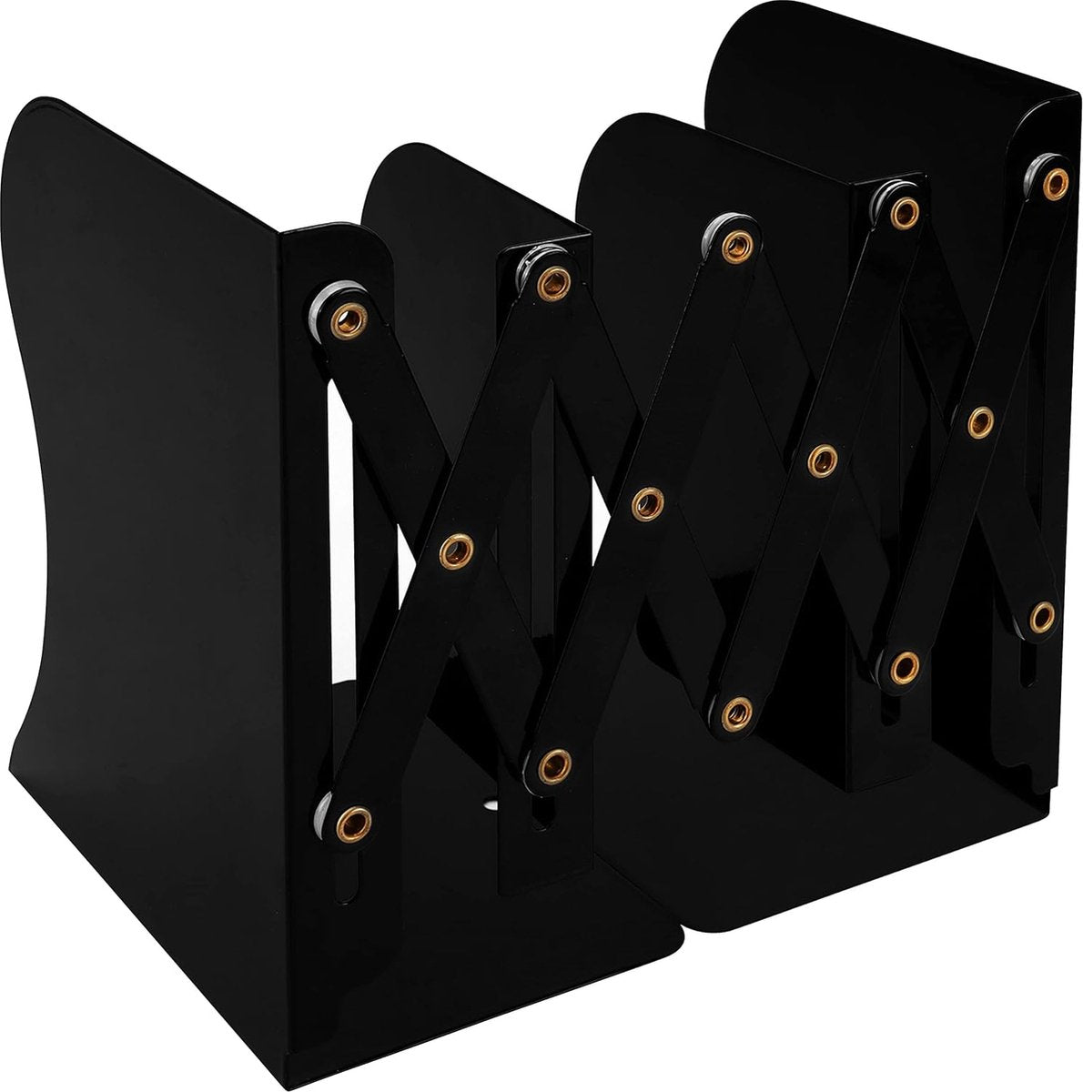 Bookend - Book Stand - Book Holder - Book Support - Bookends - Magazine Holder - Adjustable - Stylish Design - Non-Slip Feet - Multifunctional Use - For Shelves, Office, Library, Home and School - Metal - Black - Image 5