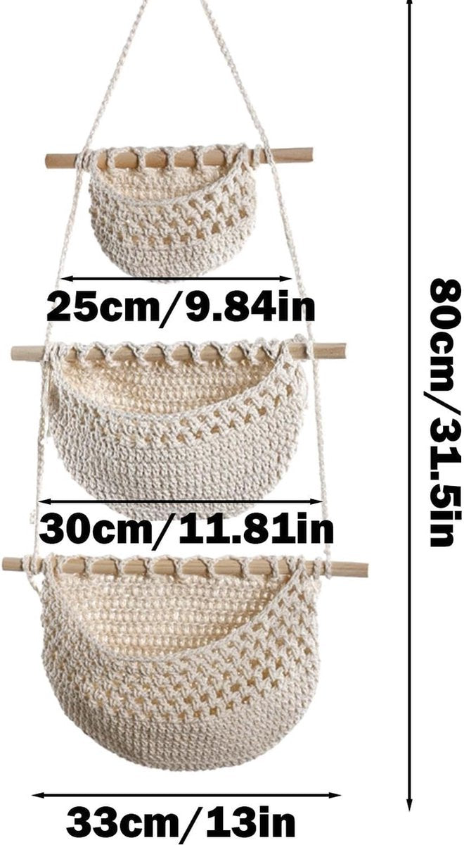 Hanging Organizer - Hanging Storage - Wall Organizer - Storage Bags - Hanging Wardrobe - Wall Bag - Over-the-Door Hanging Wall Organizer - Hanging Bag - Wall Basket - Fabric - Linen Hanging Basket - For Entrance, Wardrobe, Closet, Bathroom, Door - With 3  - Image 5