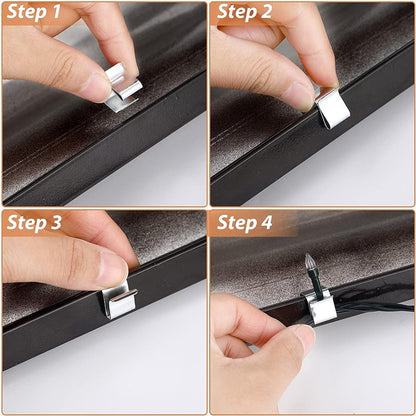 Cable Clips - 100 Pieces - Cable Holder - Halloween - Christmas - Nail Clip - Cable Tie - Clips - Cable Channel - Ties - Cable Lock - Cable Channels - Roof Hooks - Cable Clamp - Strong Clamping Force - 20 x 14 mm - Very Suitable for Party / Halloween / Ch - Image 4