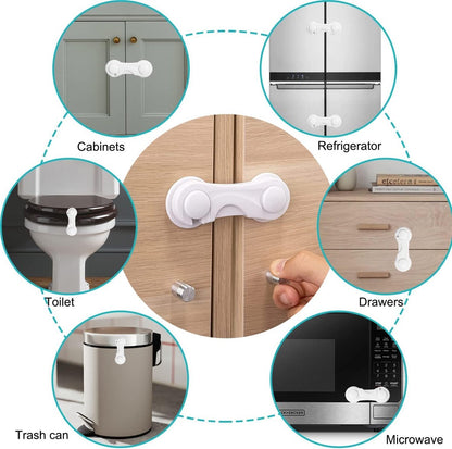 10 Pieces - Child Lock - Drawer Child Lock - Refrigerator Lock - Cabinet Child Locks - Cabinet Door Child Safety - Child Security - No Drilling Required - Safety Lock - Door Security - Baby Lock - Child Locks - Drawer Lock - White - Cabinet & Drawer Secur - Image 5