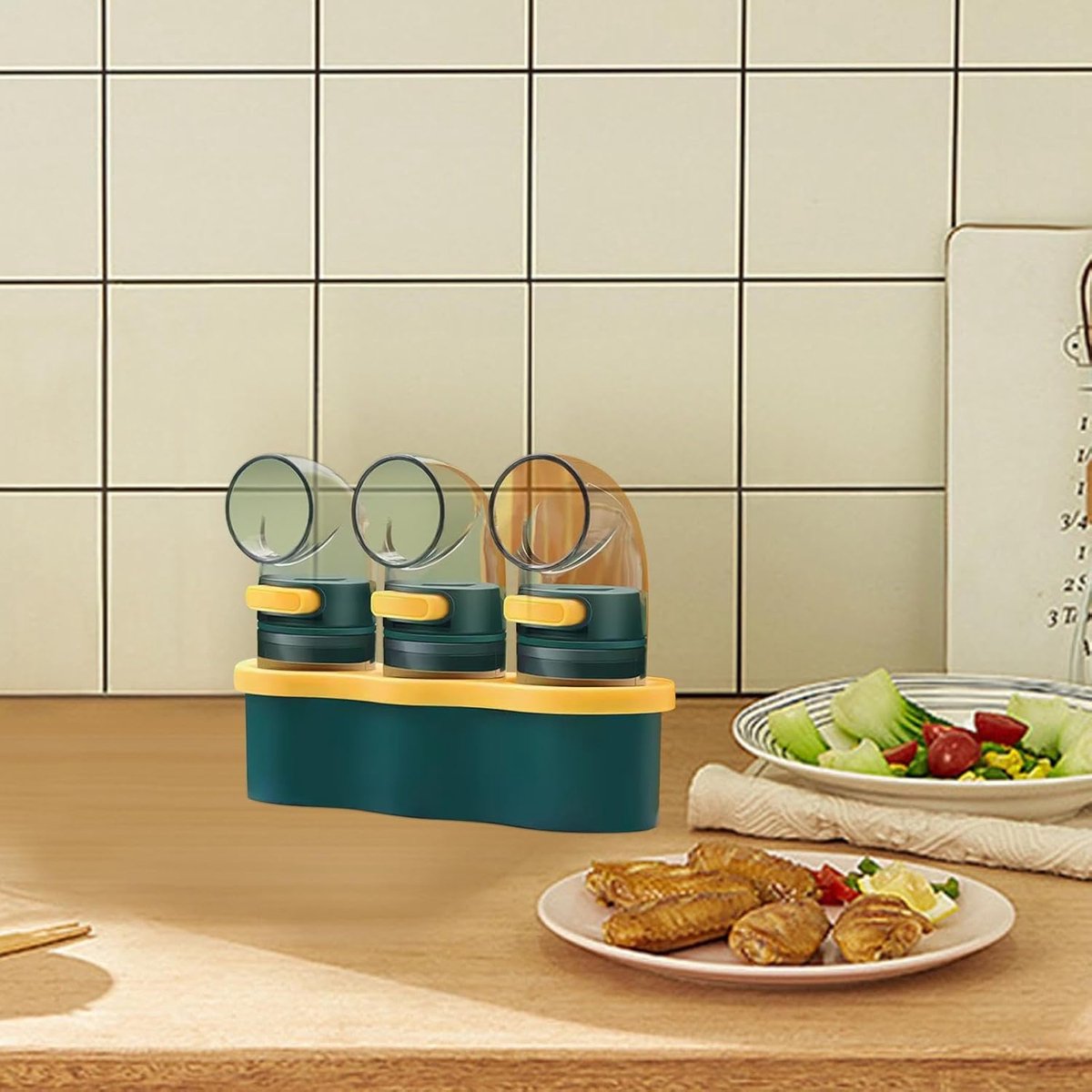 Salt and Pepper Shaker/Shaker - 3 Pieces - Spice Jars - Set - Salt Shaker - Pepper Shaker - Quantity Salt Shakers - Home Spice Salt Shaker - Pepper Shaker/Salt Shaker - Paprika Cumin Powder Sugar Dispenser - Salt and Pepper Shaker Set - With Holder - Image 3
