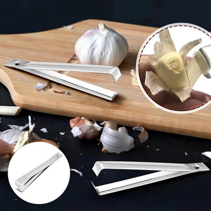 Garlic Peeler - 2 Pieces - Fishbone Tweezers - Tweezers - Kitchen Tweezers - Kitchen Aid - Silver-colored - Ergonomic Handle - Easy to Use - 10.9cm - Stainless Steel - Image 3