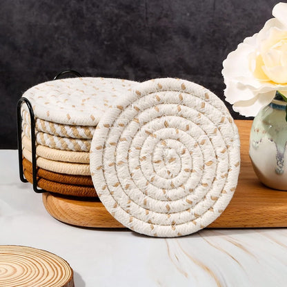 Coasters - 8-piece - Stylish Coasters - Coasters for Glasses - Coaster Set - Round Coaster Design - Anti-Slip - Heat Resistant - Gift - with Holder - Image 4