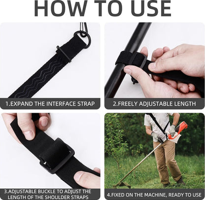 Brushcutter Harness - Adjustable - Durable - Carrying Harness - Nylon Strap Accessory - Universal - Harness - Shoulder Straps - Harness - Accessories For Lawn Mowers - Weed Eater Strap - Black - For Brushcutter Grass Trimmer - Image 4
