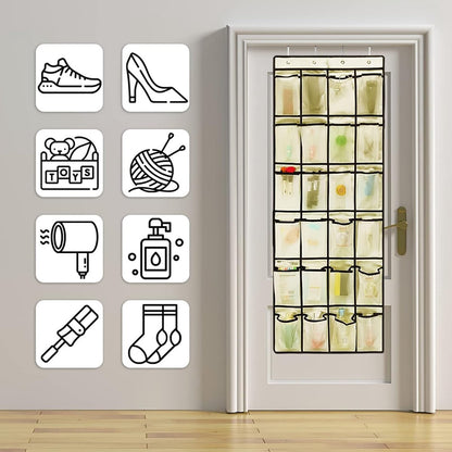 Hanging Shoe Bag - 24 Slots - Shoe Storage - Door Organizer - Hanging Shoe Rack - Shoe Organizer - Door Storage Bag - Hanging Storage - Solution for Shoes Scattered Around - Hanging Shoe Cabinet - Shoe Bag - Beige - Image 3