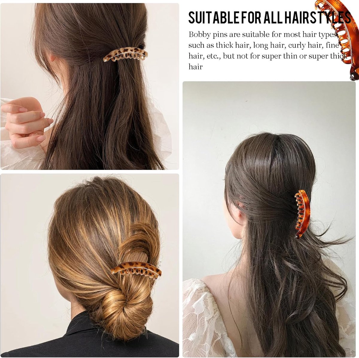 Hair Clip - 6 Pieces - Hair Clip - Hair Pin - Banana Clips - Large Hair Clip - Party - Small Hair Clips - Large Hair Accessories For Thick Hair - Versatile - Not Easy To Break - Fashion & Simple - Summer - Women - Plastic - 13cm - Image 4