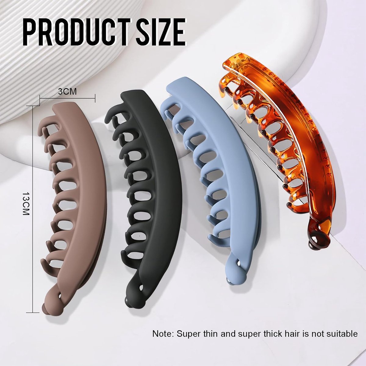 Hair Clip - 6 Pieces - Hair Clip - Hair Pin - Banana Clips - Large Hair Clip - Party - Small Hair Clips - Large Hair Accessories For Thick Hair - Versatile - Not Easy To Break - Fashion & Simple - Summer - Women - Plastic - 13cm - Image 5