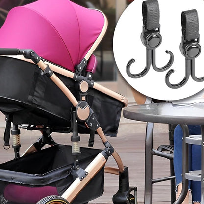 Stroller Bag Hooks - 6 Pieces - Bag Hook - Bag Hanger - Buggy Hooks - Baby Stroller - Diaper Bag Hook - Shopping Hook - Hooks for Bags - Universal Hook - Buggy Hook - Extra Sturdy - For Stroller, Buggy, Wheelchair - Black - Image 2