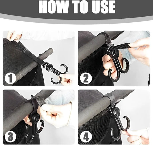 Stroller Bag Hooks - 6 Pieces - Bag Hook - Bag Hanger - Buggy Hooks - Baby Stroller - Diaper Bag Hook - Shopping Hook - Hooks for Bags - Universal Hook - Buggy Hook - Extra Sturdy - For Stroller, Buggy, Wheelchair - Black - Image 3