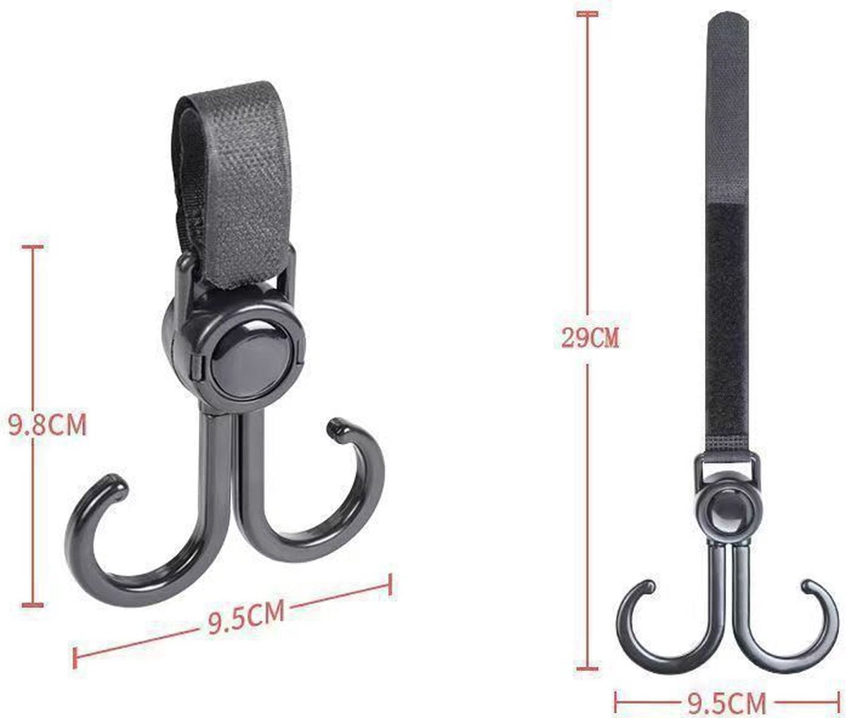Stroller Bag Hooks - 6 Pieces - Bag Hook - Bag Hanger - Buggy Hooks - Baby Stroller - Diaper Bag Hook - Shopping Hook - Hooks for Bags - Universal Hook - Buggy Hook - Extra Sturdy - For Stroller, Buggy, Wheelchair - Black - Image 5