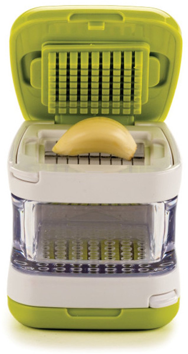 1Pcs Stainless Steel Ginger Garlic Press - Kitchen Chopper - Crusher - Dicer - Garlic Grinder - Garlic Press Crusher Multifunctional - with Clear Tray - for Walnut Peanut Ginger Mincer Garlic Chopper Practical Kitchen Tool (Green) - Image 2