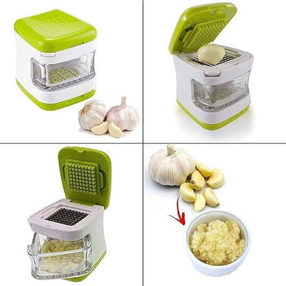 1Pcs Stainless Steel Ginger Garlic Press - Kitchen Chopper - Crusher - Dicer - Garlic Grinder - Garlic Press Crusher Multifunctional - with Clear Tray - for Walnut Peanut Ginger Mincer Garlic Chopper Practical Kitchen Tool (Green) - Image 4
