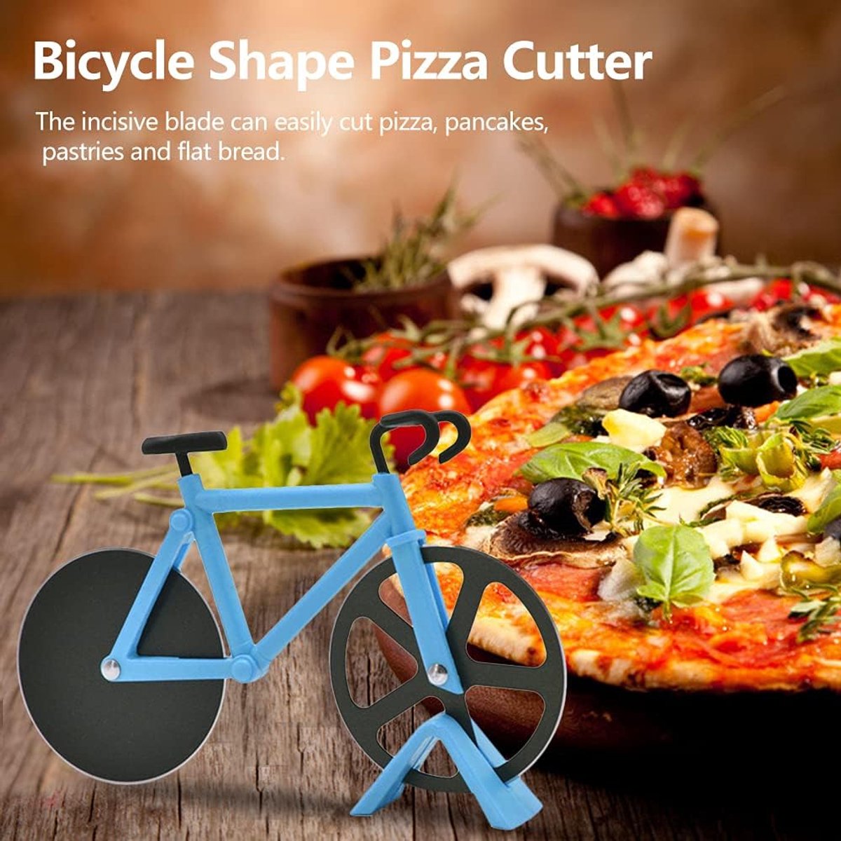 Pizza Cutter - Professional High Quality Bicycle Pizza Cutter - Creative Multifunctional Bicycle Pizza Knife - Pizza Bike - Pizza Knife - Pizza Accessories - With Non-Stick Coating - Party Pizza Cutter - Practical and Beautiful Decoration - Great Gift Ide - Image 3