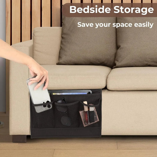 Bedside Pocket - Bed Organizer - Sofa Organizer - Bed Storage Compartment - Storage Bag for Bed or Sofa - Nightstand for iPad & Magazines - Magazine Organizer - Storage Case - Nightstand - Bedroom Accessory - for Bed or Sofa - Black - Image 2
