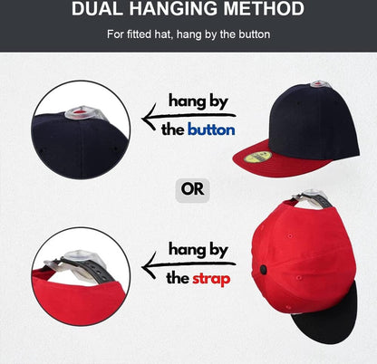 Cap Rack Set of 8 - Wall Cap Holders - Cap Hooks - With Screws and Tape - Two Installation Methods - Cap Rack Coat Rack - Cap Rack Storage System - Cap Storage Bag - Hat Holder - Cap Organizer - Double Suspension - Transparent - Image 2