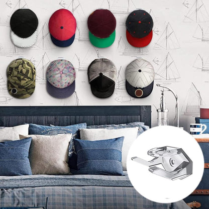 Cap Rack Set of 8 - Wall Cap Holders - Cap Hooks - With Screws and Tape - Two Installation Methods - Cap Rack Coat Rack - Cap Rack Storage System - Cap Storage Bag - Hat Holder - Cap Organizer - Double Suspension - Transparent - Image 3