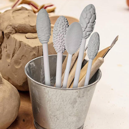 Clay Tools - 5-piece - Professional High Quality Pottery Modeling Modeling Set - Generic Clay Sculpture - versatile potter's rollers - potter's structure texture - for Clay / Sculpting / Pottery - Image 2
