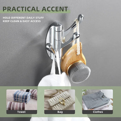 Wall Hook - Swivel Hooks - Foldable Coat and Towel Hook - Triple Hook - Small Hooks - Hanging Hooks - Wall Hook - Coat Hook - Towel Hanger - Small Towel Hooks - Coat Rack Hook - Coat Rack Hooks - Hat Hook - Metal - For Bathroom, Kitchen - Chrome Silver - Image 5