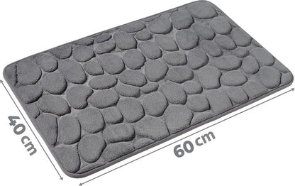 Bath Mat - 40x60 Cm - Shower Mat - Floor Mat - Bathroom Mat or Toilet Mat - Absorbent Bath Mat - Bath Mats - Bathroom Accessories - Easy to Wash - With Pebble Texture - Absorbent Floor Mats - Dark Grey - 1 Piece - Image 3