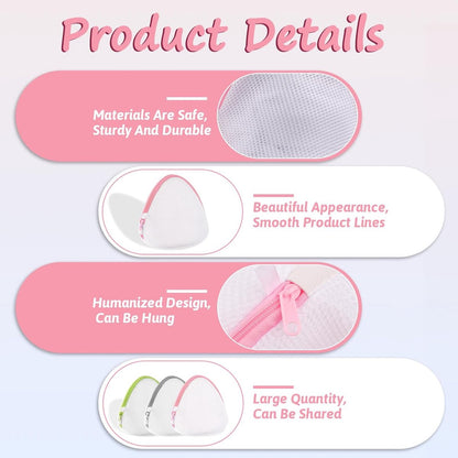 Laundry Bags - 3 Pieces - Laundry Bags With Zipper - Protect Your Laundry And Washing Machine - Laundry Bag - Laundry Nets - Semi-Round Washing Machine Bag - Underwear - Bra - Reusable Mesh Laundry Bag - Delicate Laundry - 17x15 Cm - Pink+Green+Gray - Image 4