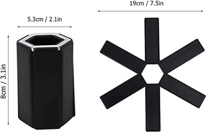 Pot Coaster - 4 Pieces - Coaster - Pot Holders - Pot Rack - Foldable - Heat Resistant - Non-Slip - Stylish Design - Practical - Foldable - Durable - Washable - For Pots, Pans, Bowls - Black - Image 5