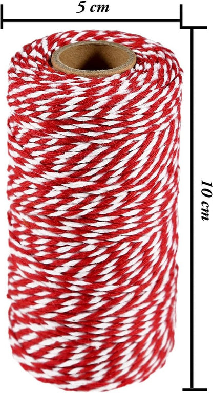 Rope - Cotton Cord - Binding Twine - Craft Packaging String - Set of 2 Rolls 2mm Thick - Ideal for DIY, Garden and Packaging - Suitable for Indoor and Outdoor Use - 100 Meters Per Roll - Red and White - Image 5