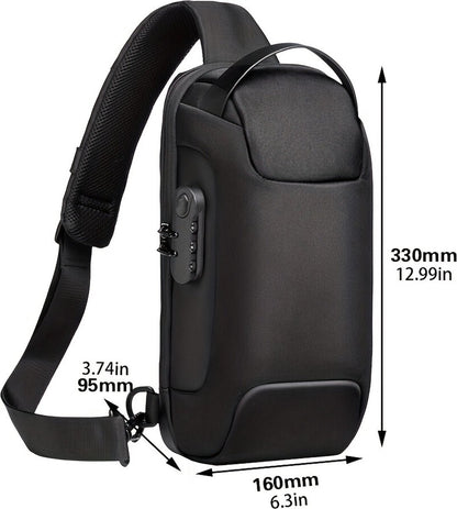 Crossbody Bag - Sling Bag - Chest Bag - Anti-Theft & Waterproof - With USB - Crossbody Bags - Women - Men - Black - Men's Crossbody Bag - Stylish and Practical Sling Bag - Crossbody Bag for Everyday Use, Hiking, Travel & Festivals - Image 4