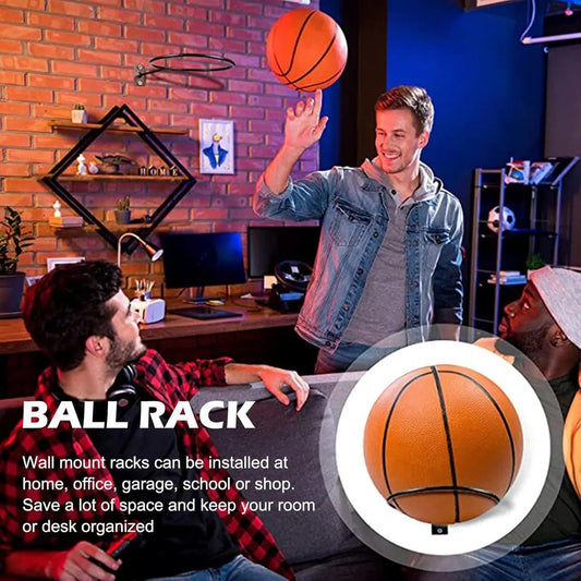 Ball Holder - 2 Pieces - Ball Storage - Ball Rack - Metal Ball Stand - Wall Ball Holder - Wall Mounted - Gift for Boys & Men - For Basketball, Football, Volleyball, Rugby - Universal - Black - Image 3