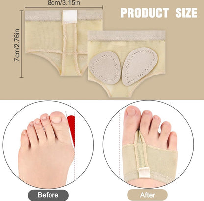 Forefoot Cushion - Heel Insoles - Anti-Slip Forefoot Insoles Heel Protection - Toe Protector Cushion - Anti-Slip Sock Pads - Fit All - Shock Absorbing - Set of 4 - Beige - Image 3