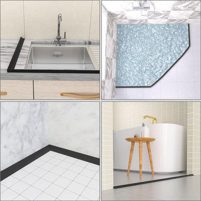 Water Threshold 200cm Black - Shower Thresholds - Self-Adhesive Shower Water Barrier - Compact - Sanitary Water Stopper - Shower Threshold - Water Stopper - Shower - Bath - Leakage - Water Barrier - Mold - Sanitary - Anti-Water Strip - Foldable Shower Wat - Image 3